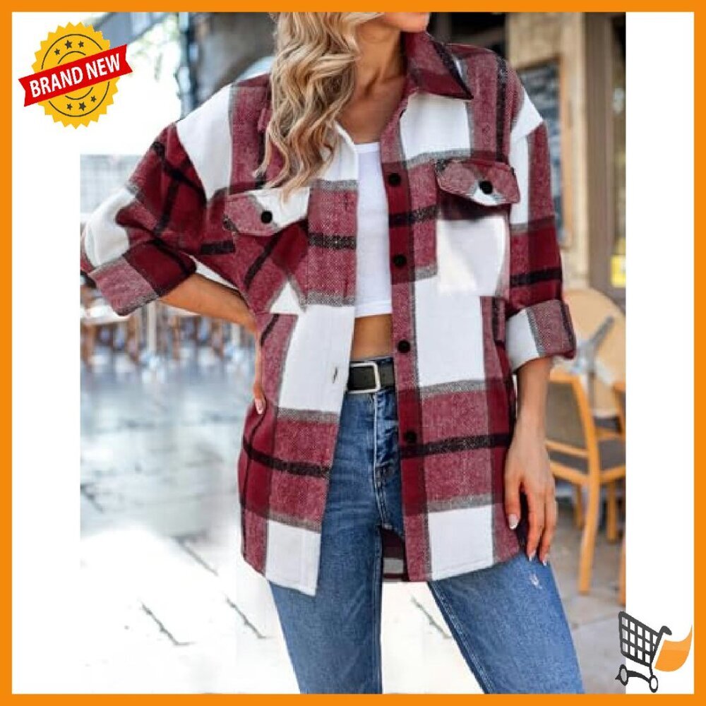 Soft Flannel Shacket Jacket Button Down Shirt Wom… - image 3